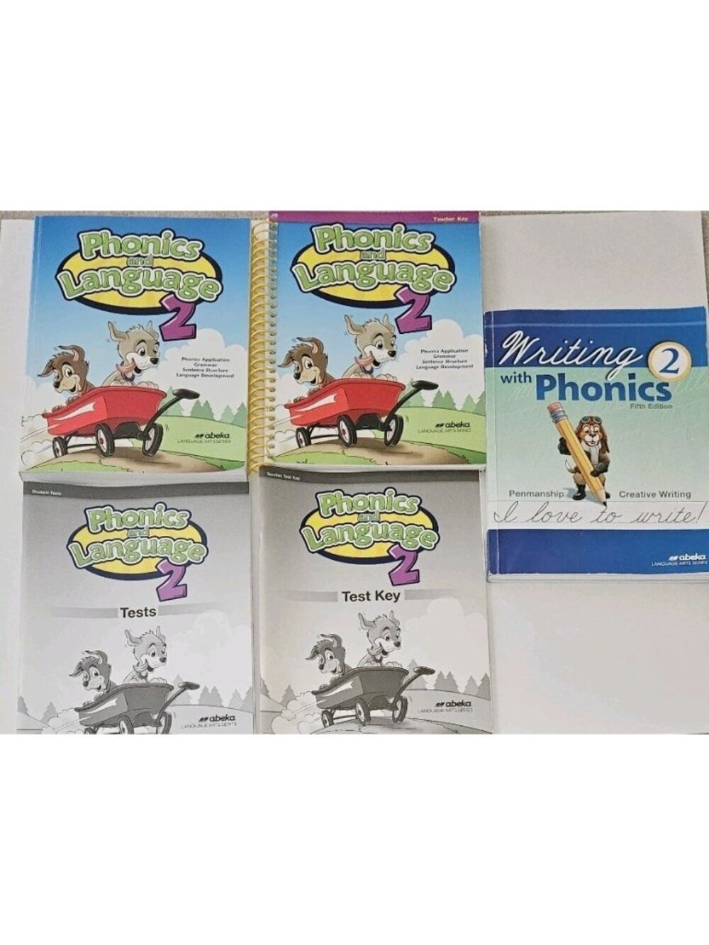 5 A Beka Phonics Languages Writing 2 Workbook Teacher Tests Key Book Lot READ